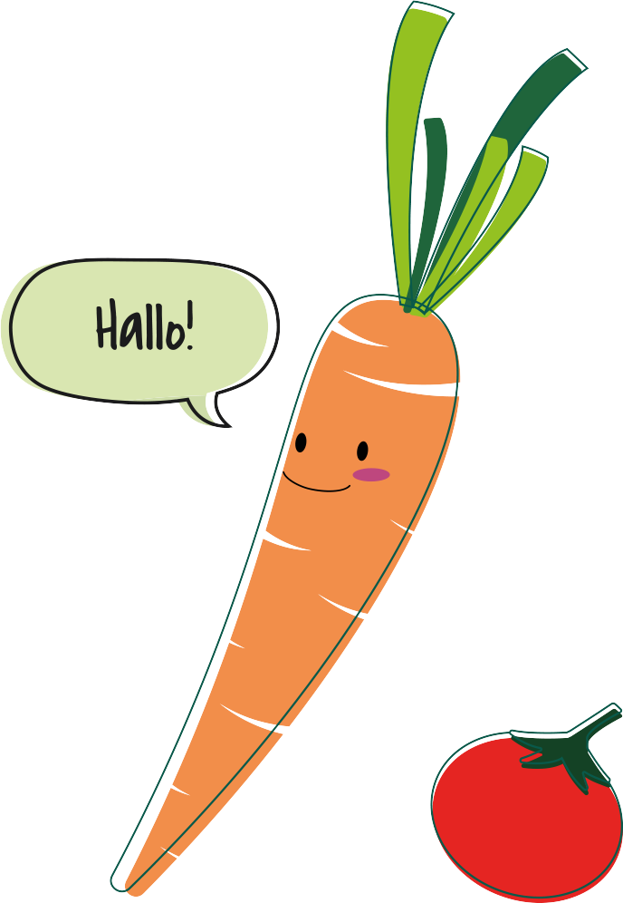 Karotte Illustration sagt hello